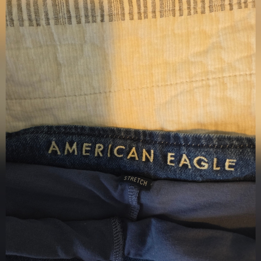 American Eagle Stretch Mid-Rise Mini Denim Blue Skirt Skort Size 20 - Picture 9 of 12